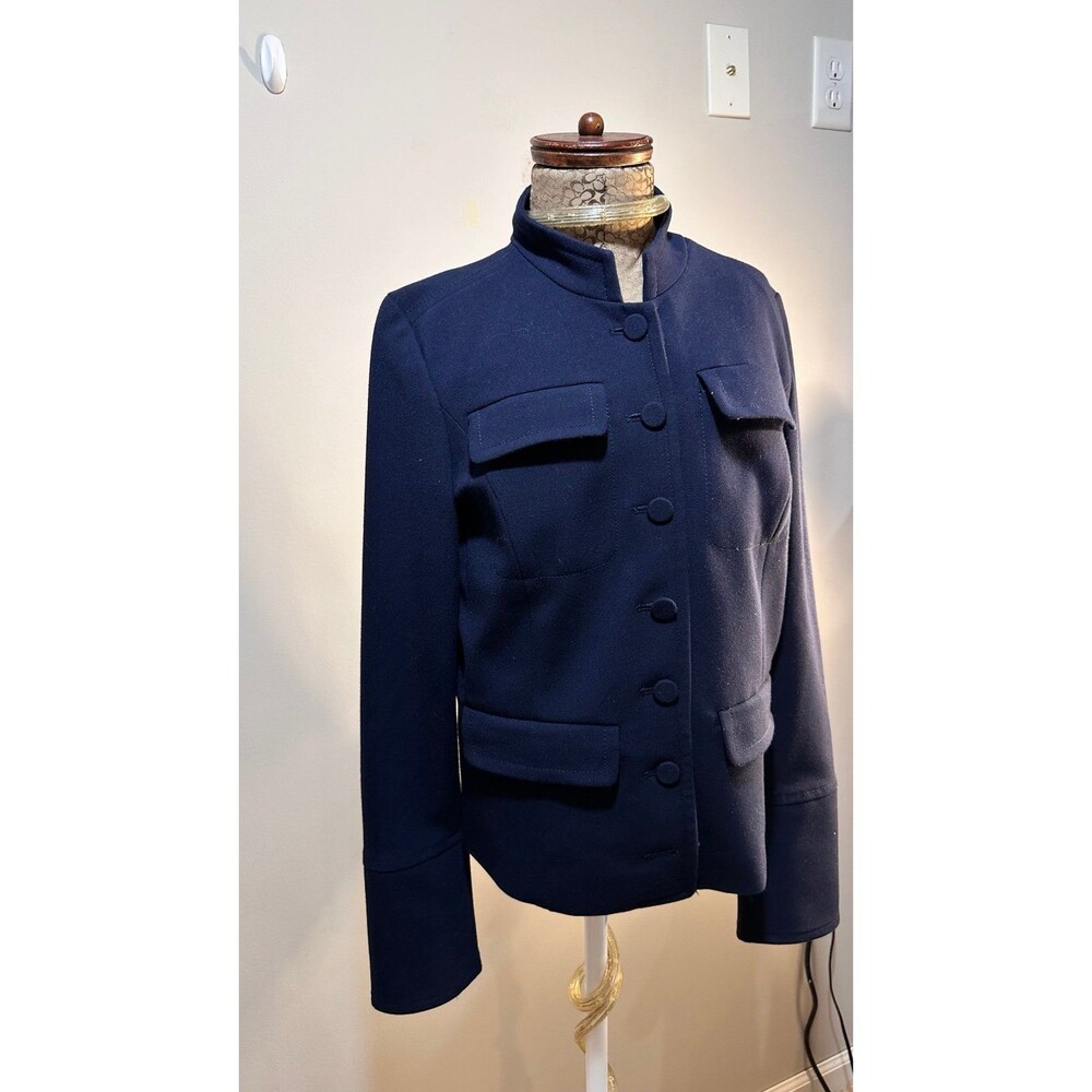 Loft Navy Blue Button Front Blazer